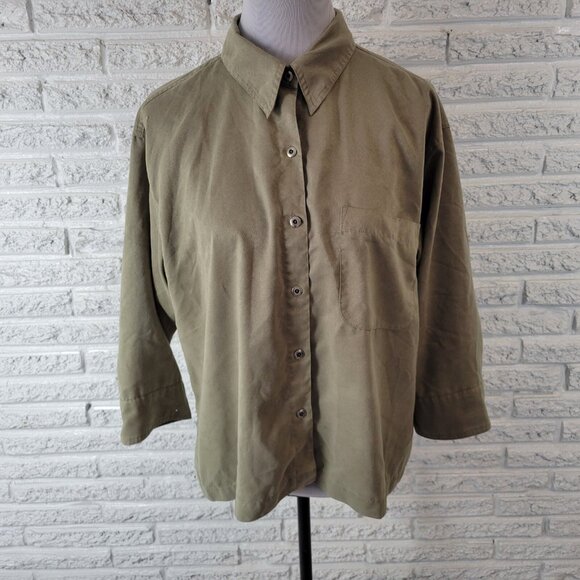 Chicos Design Womens Top 3 Standard XL Soft Green Velour Lightweight GRE5E - Picture 1 of 8